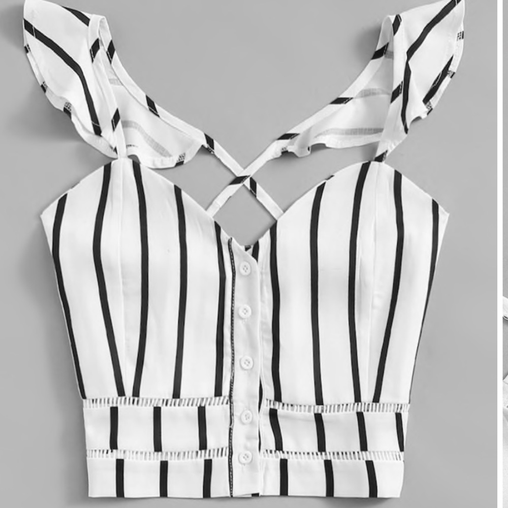 Cross Cross Back Striped Top